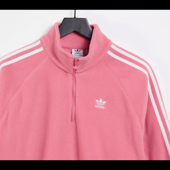 adidas Originals  quarter zip fleece sweatshirt in hazy rose - Picture 4 of 6